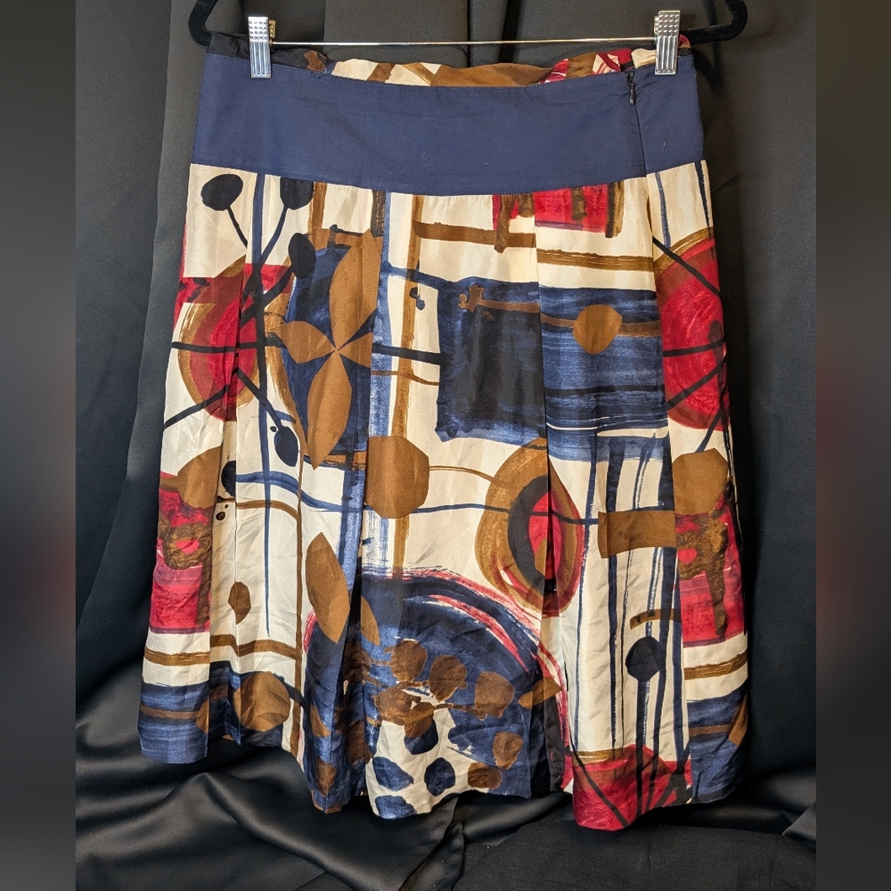 Silk Skirt, pleated, lined, knee-length, colorful - Caramelo Spain